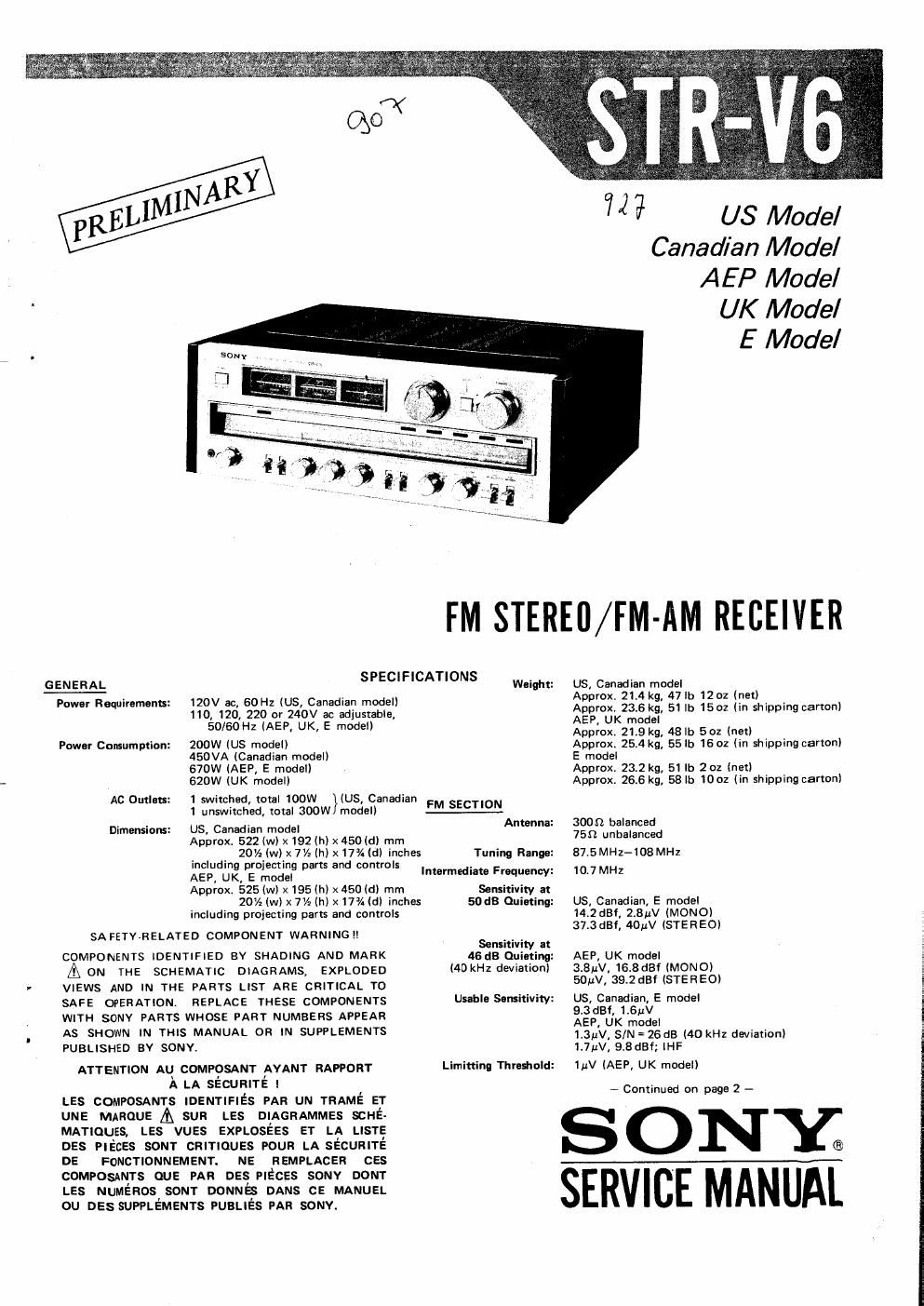 sony str v 6 service manual