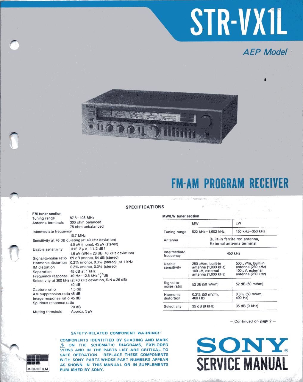 sony str vx 1 l service manual