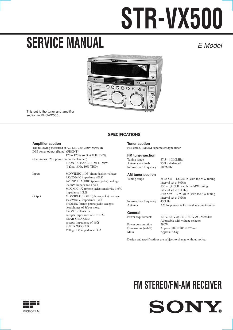 sony str vx 500 service manual