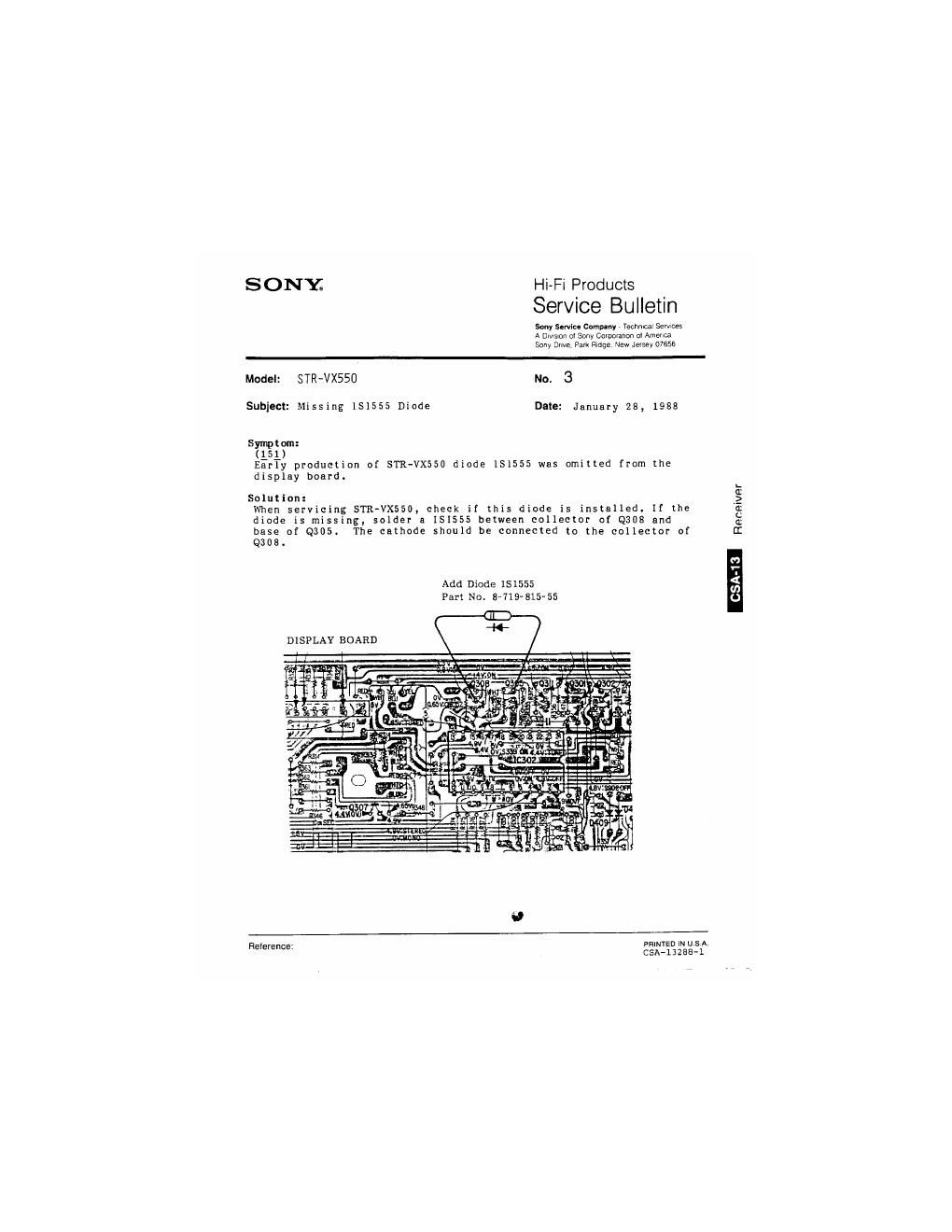 sony str vx 550 service bulletin c