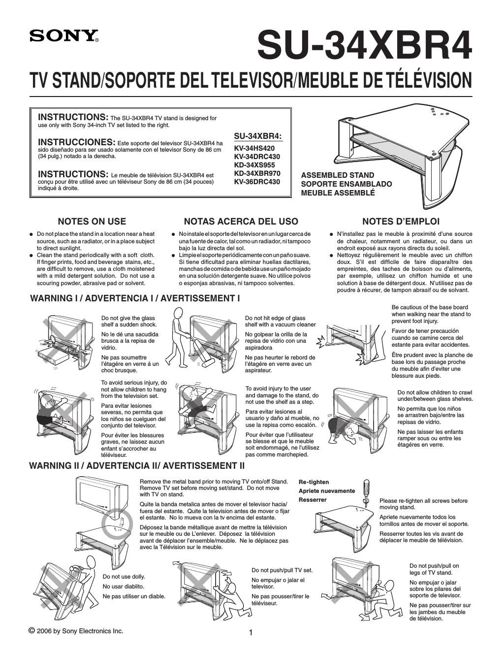 sony su 34 xbr4 owners manual