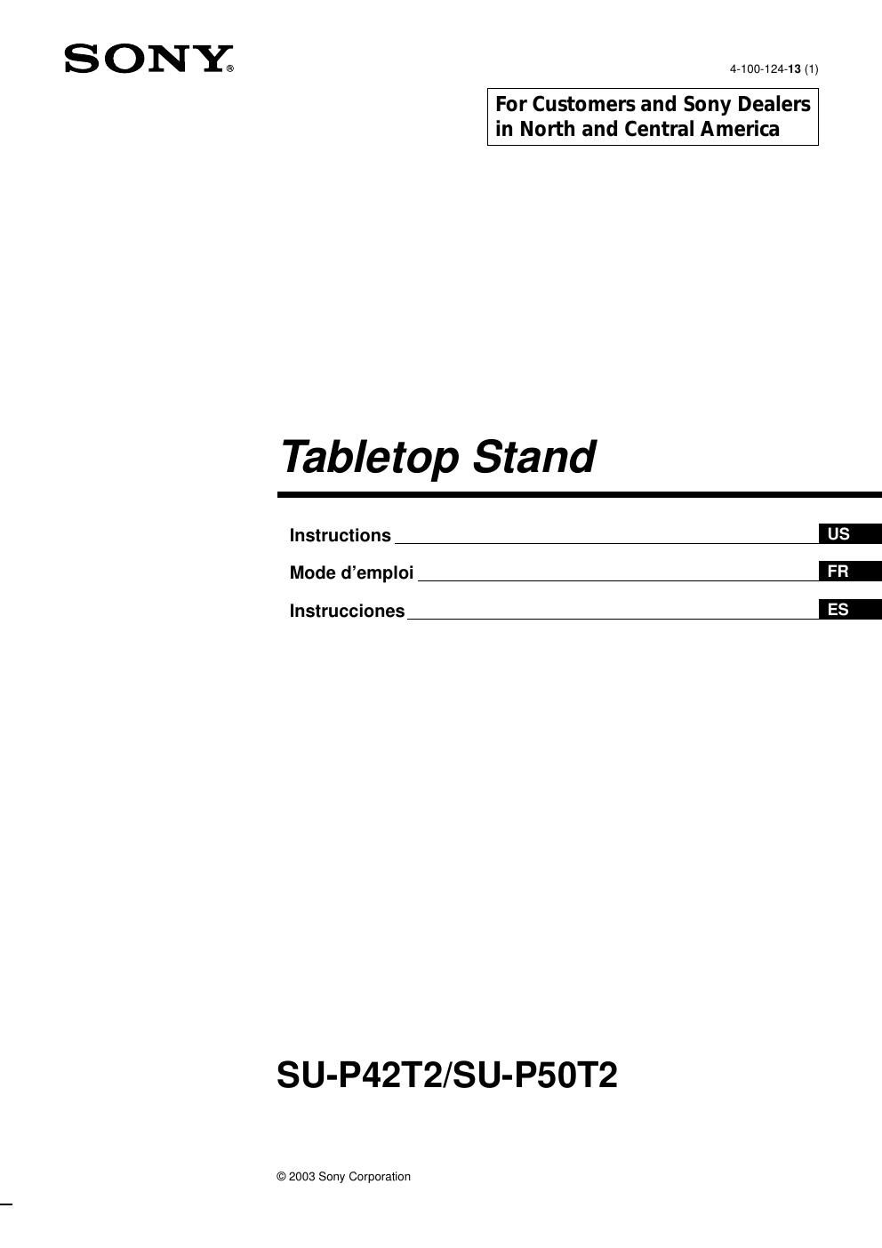 sony su p 42 t 2 owners manual