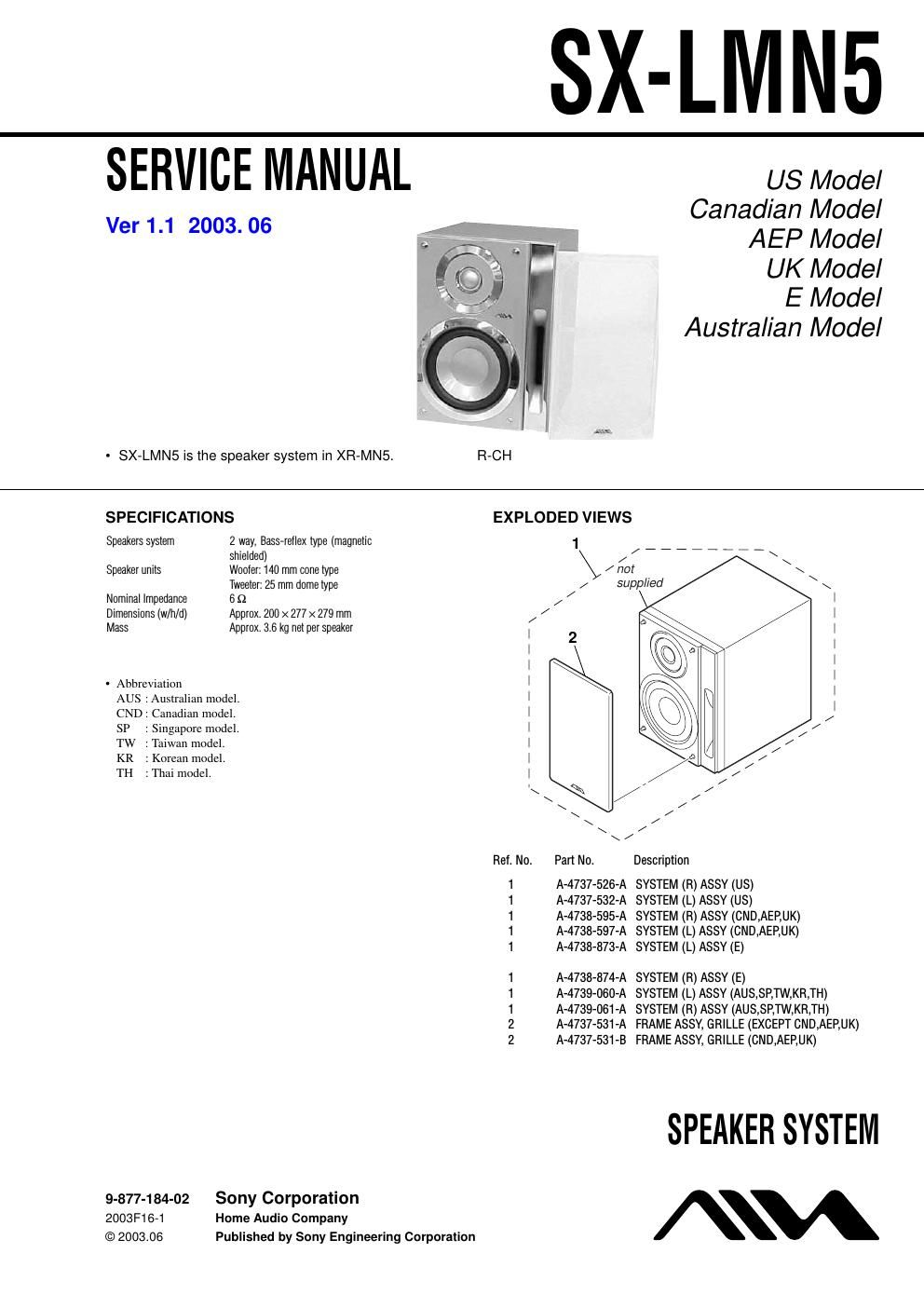 sony sx lmn 5 service manual