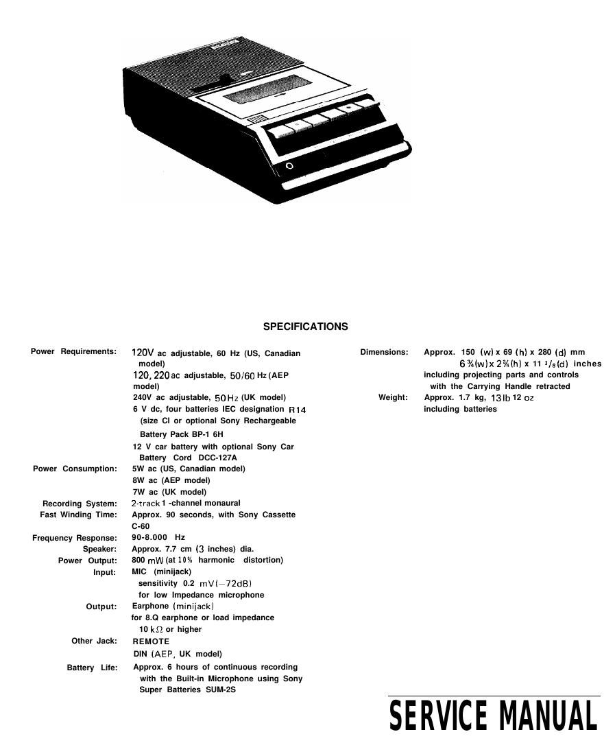 sony tcm 757 service manual