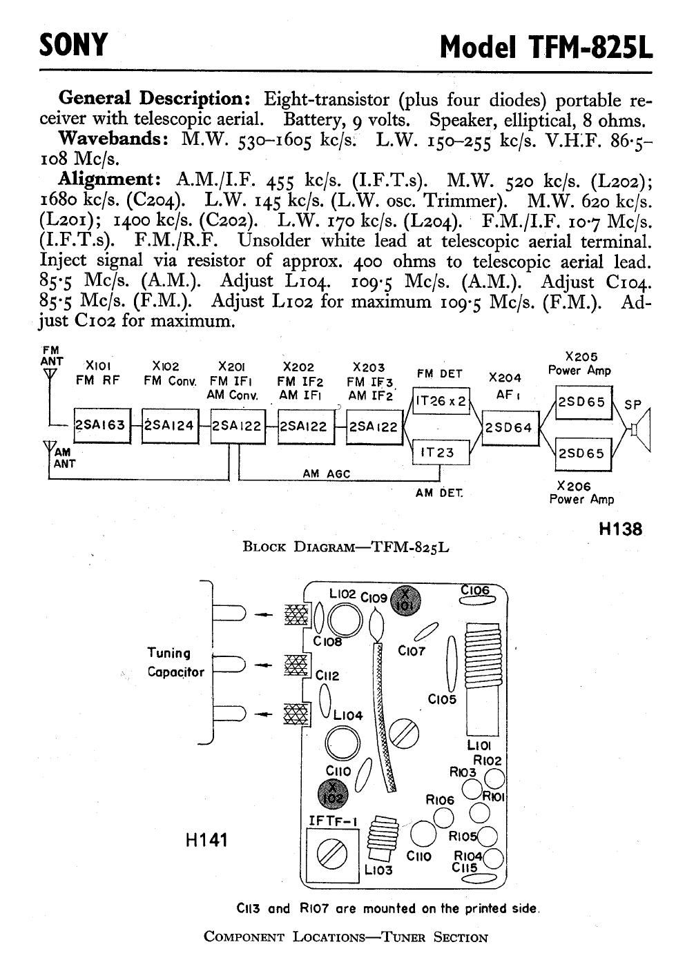 sony tfm 825 l schematic