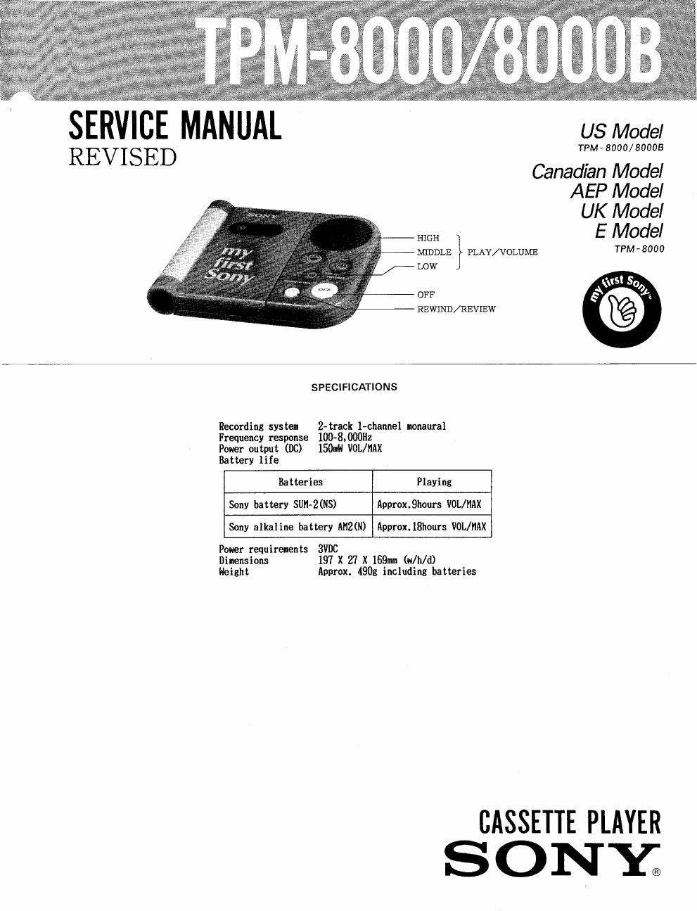 sony tpm 8000 service manual