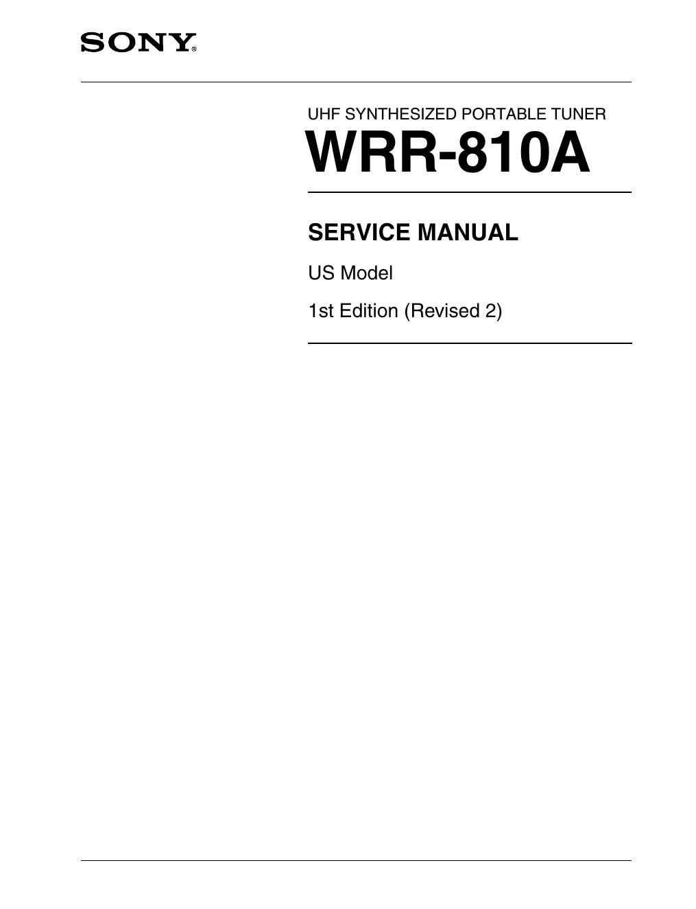 sony wrr 810 a service manual