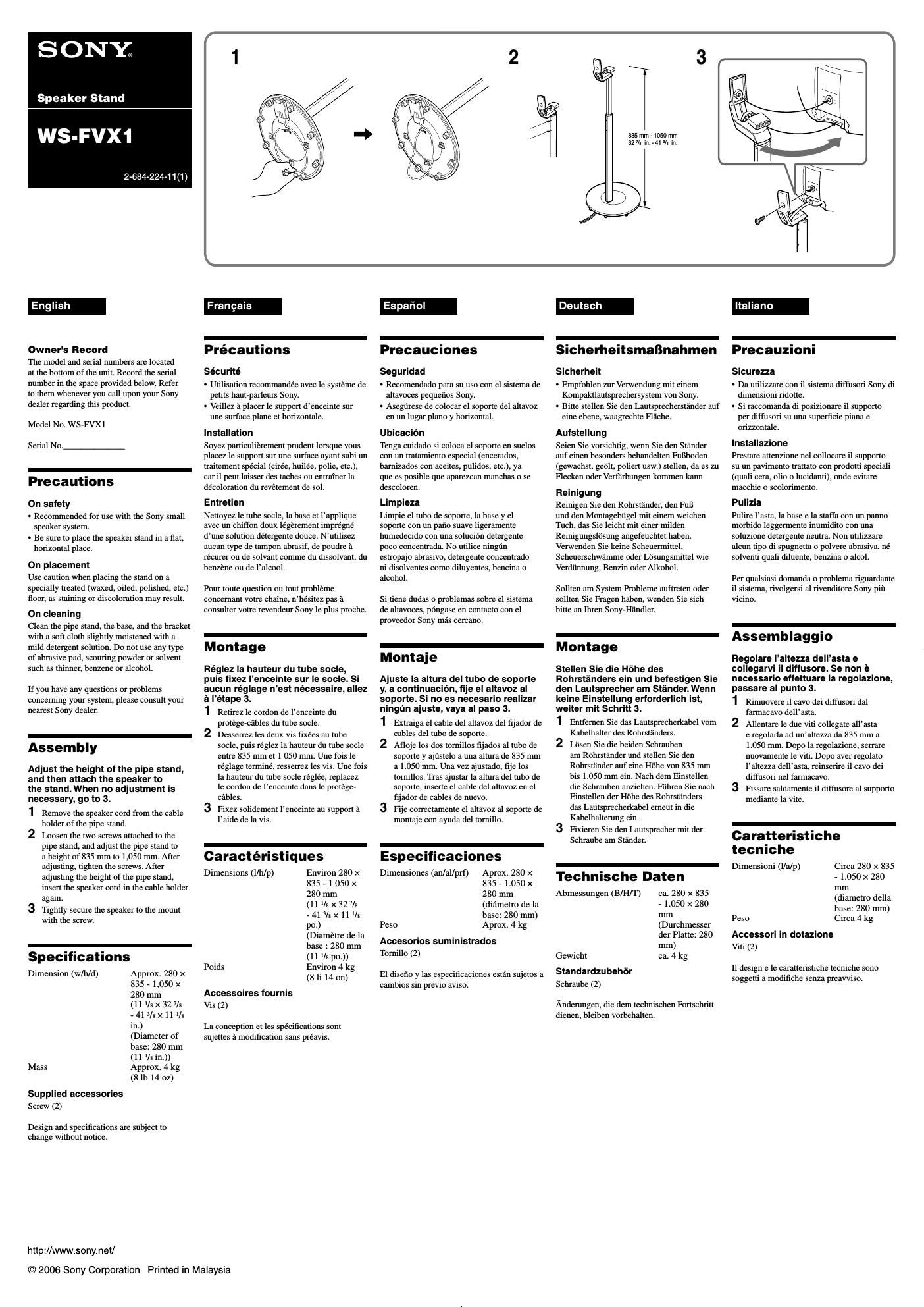 sony ws fvx 1 owners manual