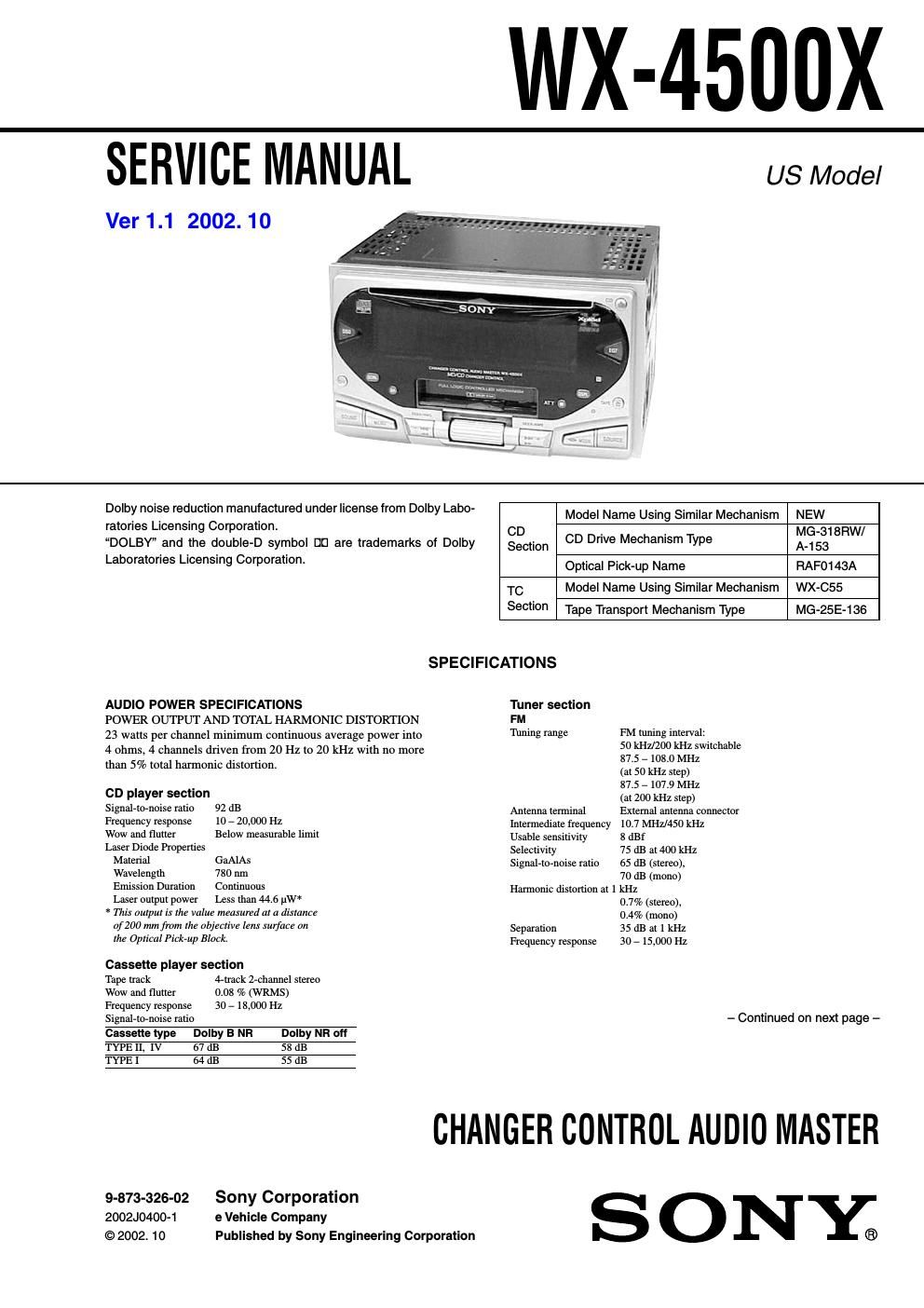 sony wx 4500 x service manual