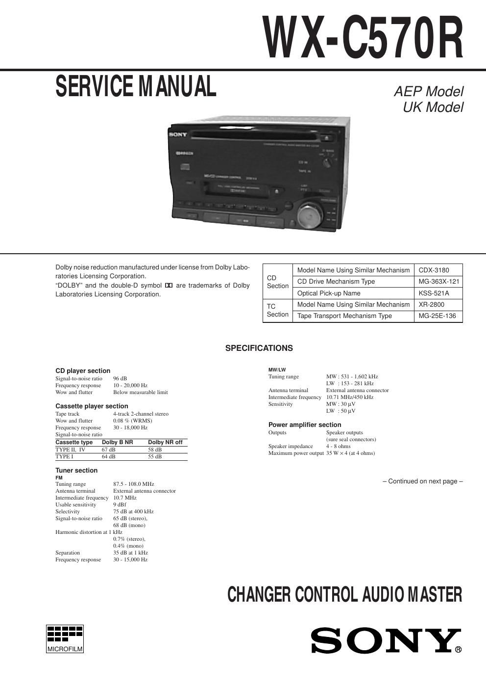 sony wx c 570 r service manual