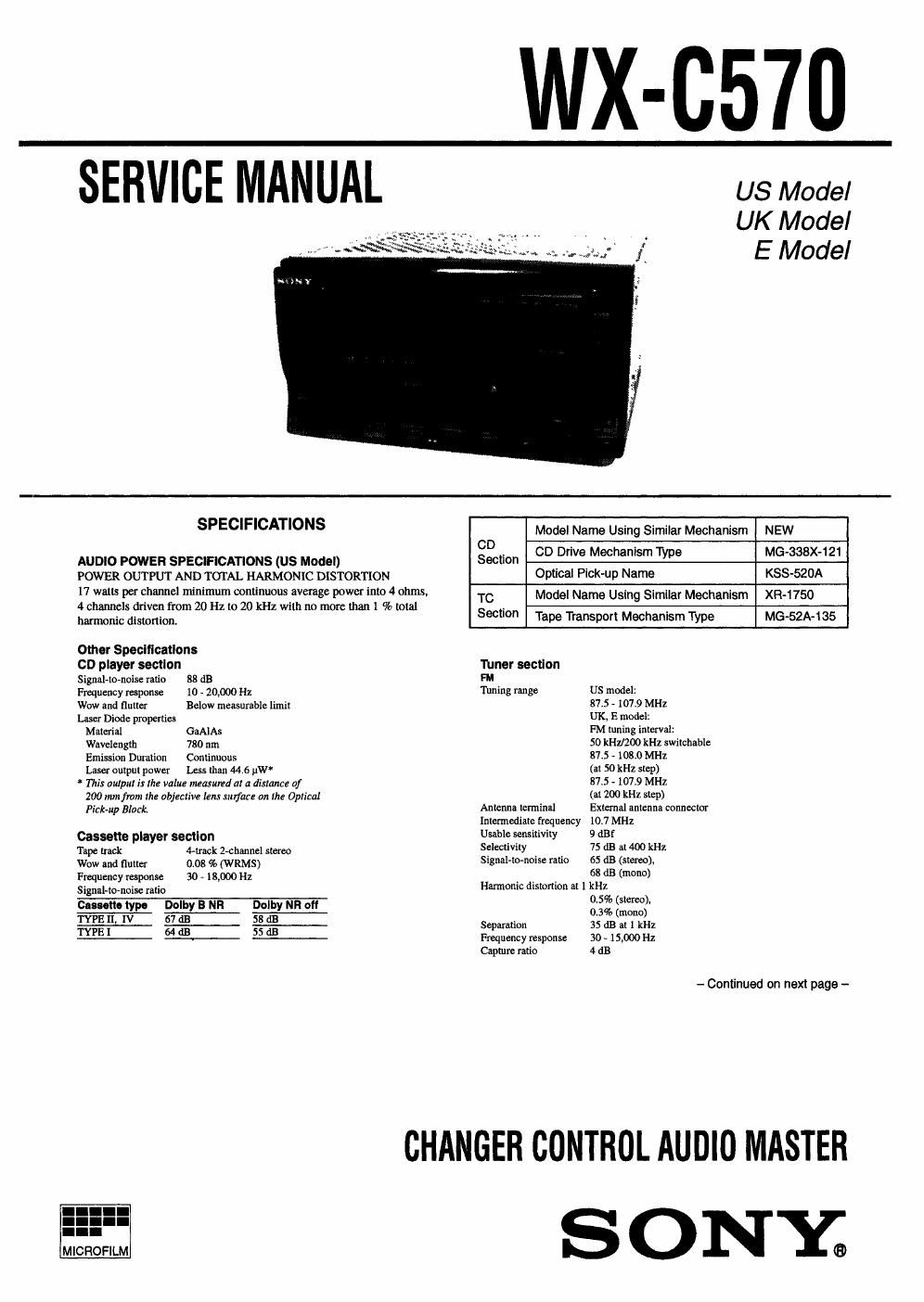 sony wx c 570 service manual