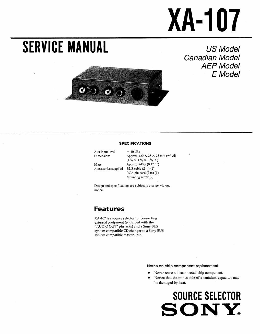 sony xa 107 service manual