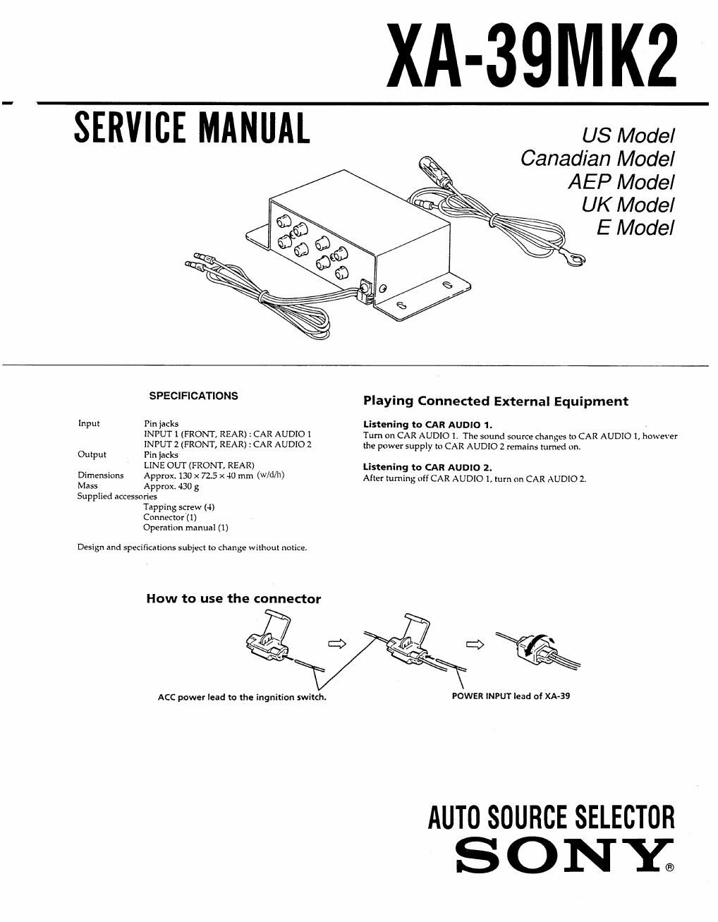 sony xa 39 mk2 service manual