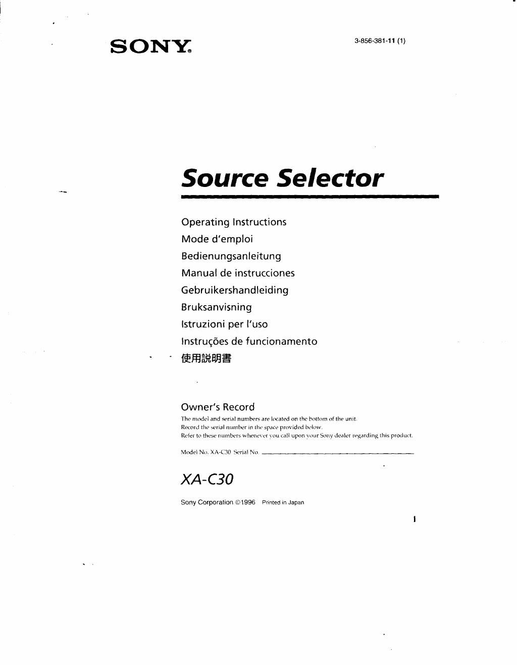 sony xa c 30 owners manual