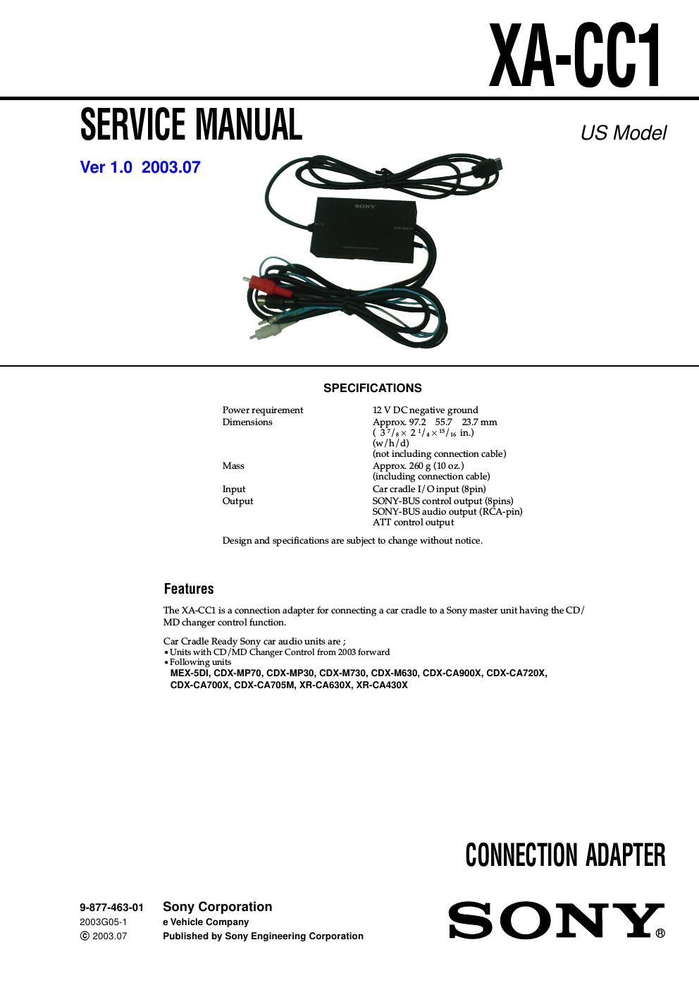 sony xa cc 1 service manual