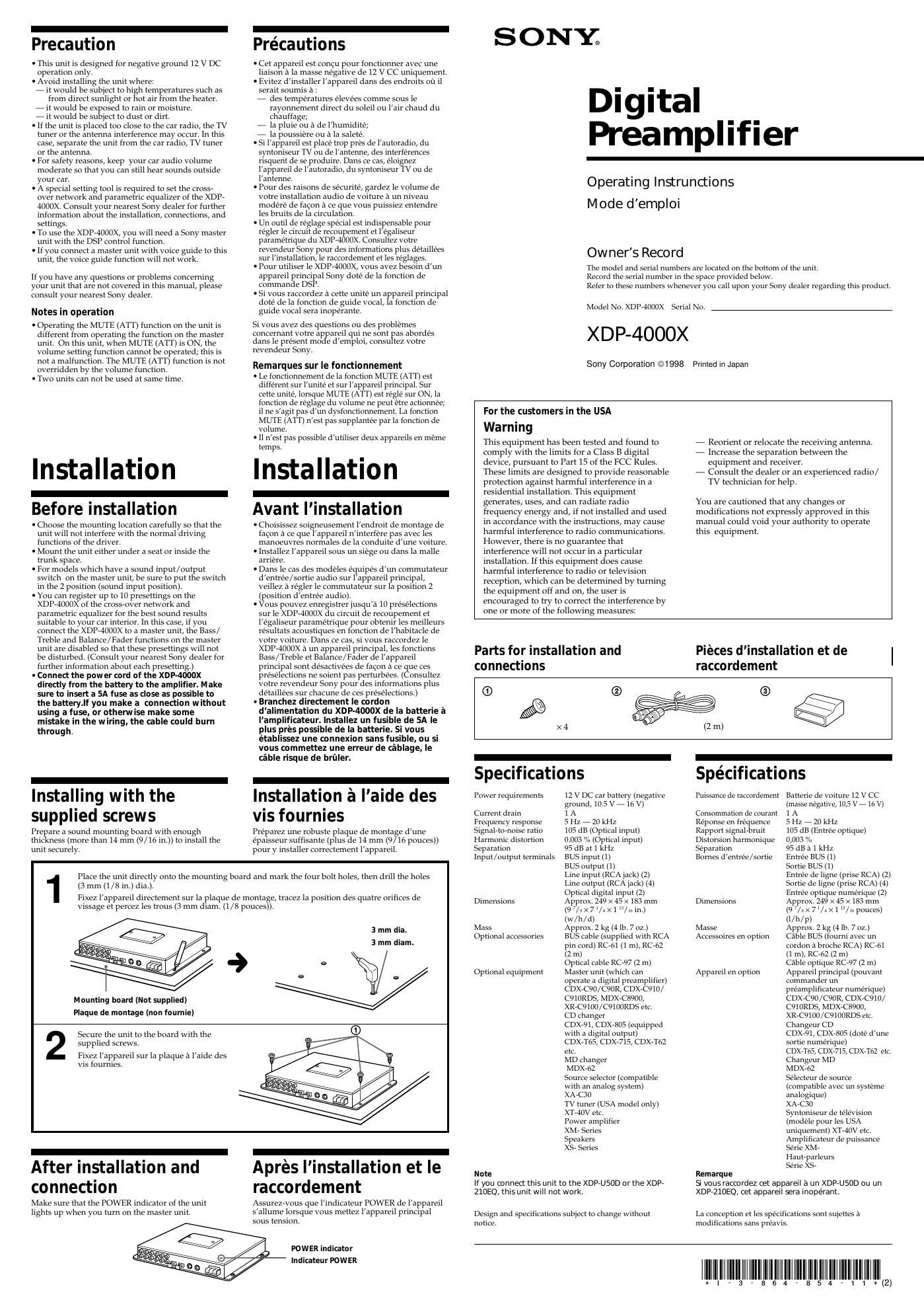 sony xdp 4000 x owners manual