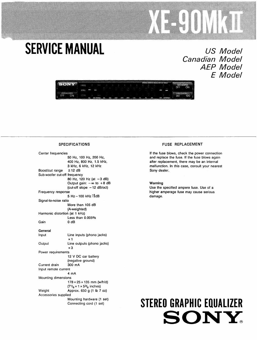 sony xe 90 mk2 service manual
