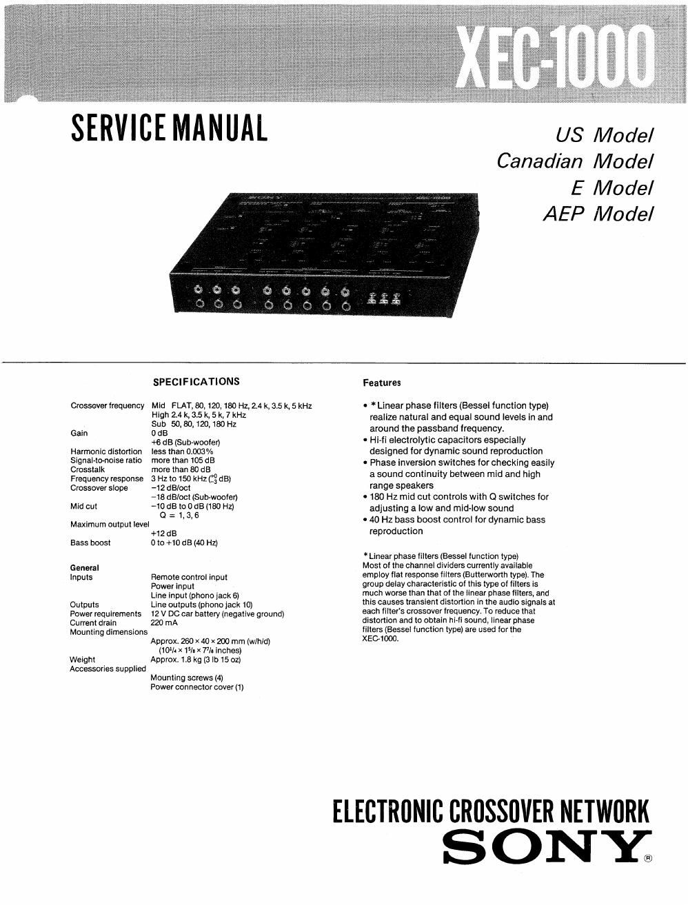 sony xec 1000 service manual