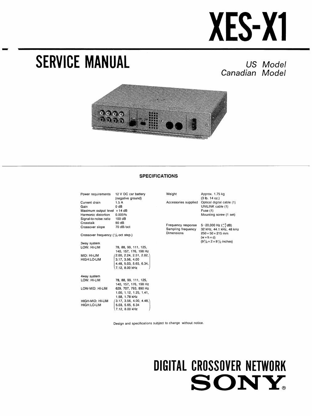 sony xes x 1 service manual