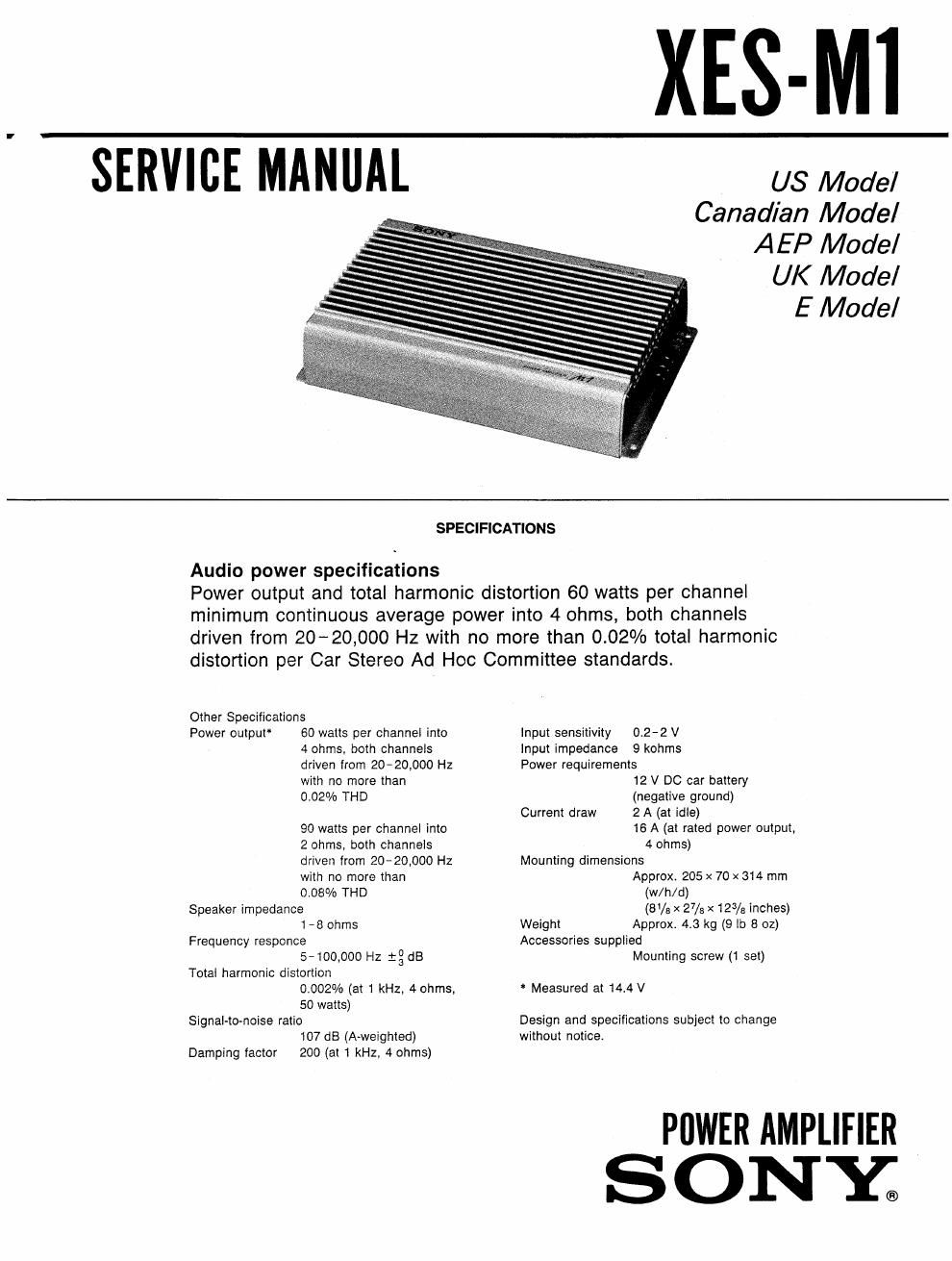 sony xesm 1 service manual