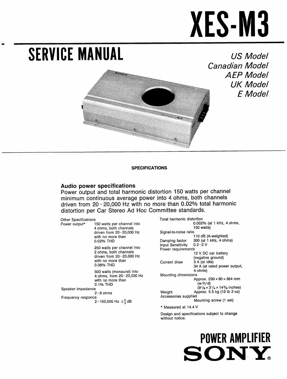 sony xesm 3 service manual