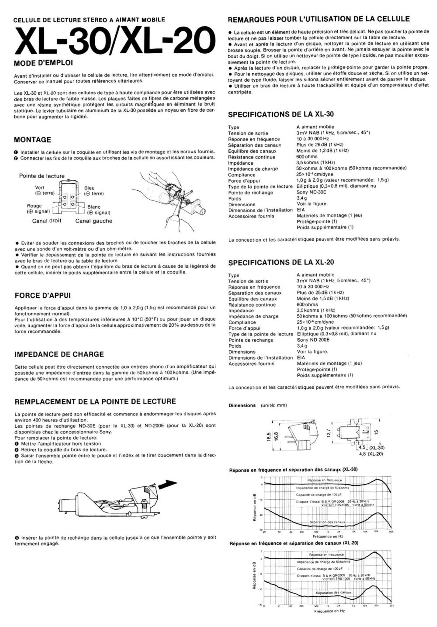 sony xl 20 owners manual