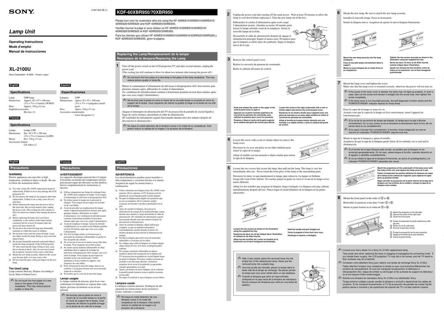 sony xl 2100 u service manual