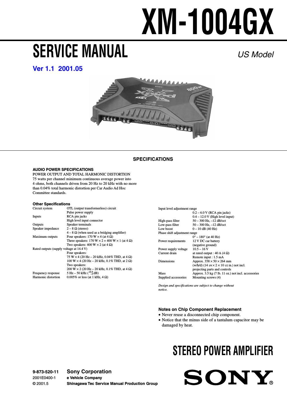 sony xm 1004 gx service manual