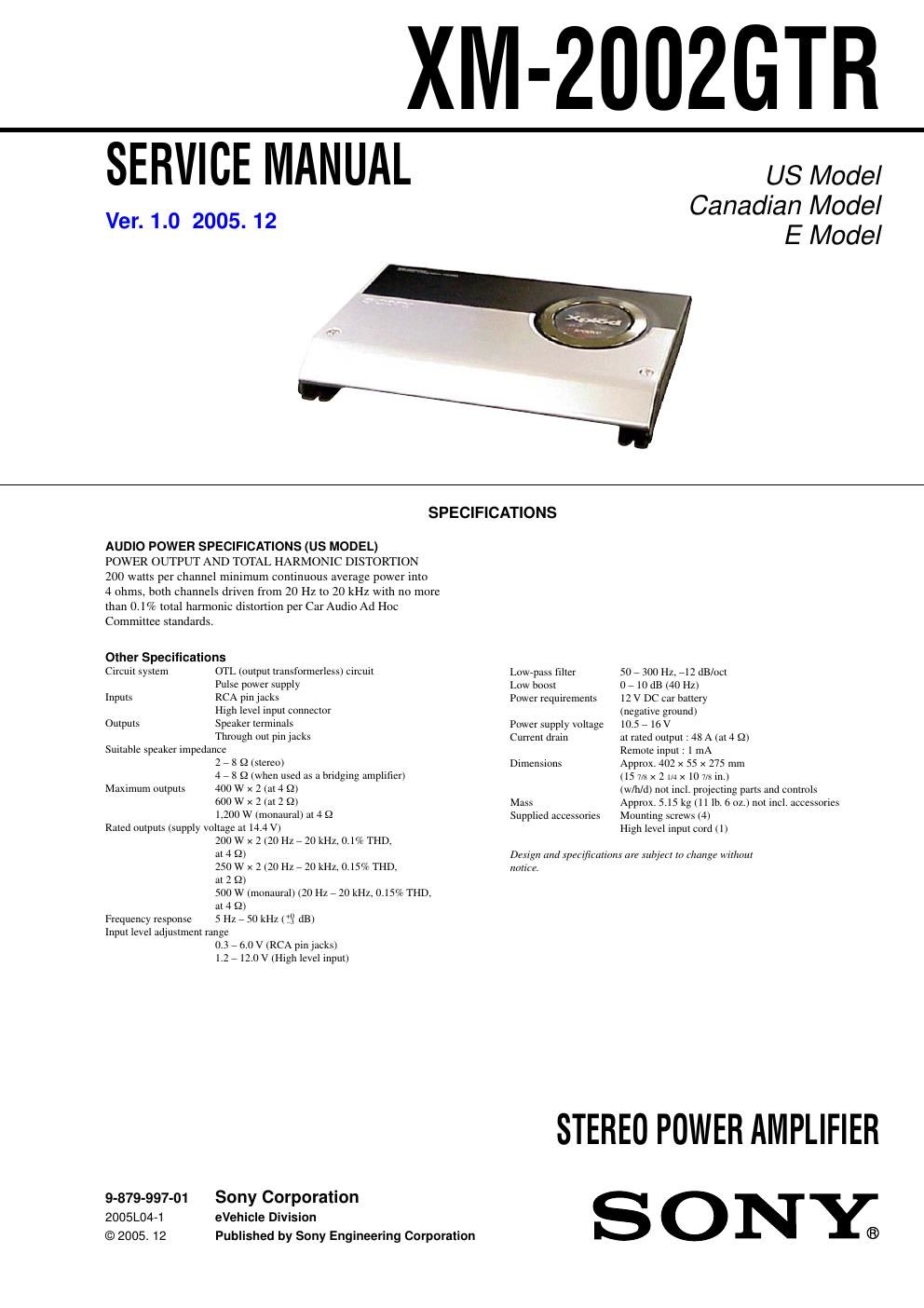 sony xm 2002 gtr service manual