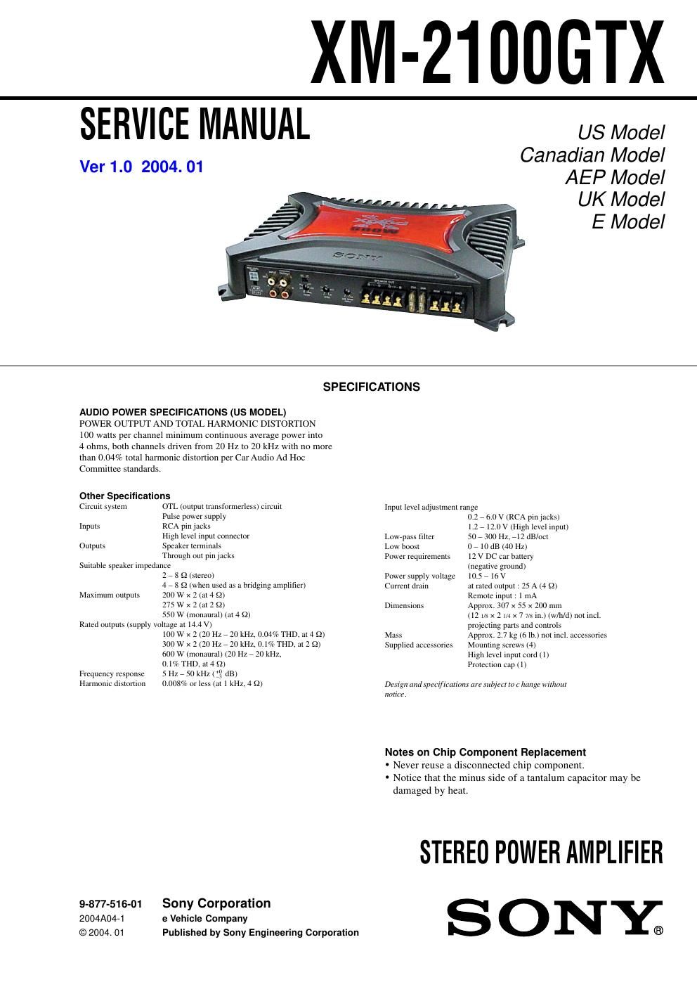 sony xm 2100 gtx service manual