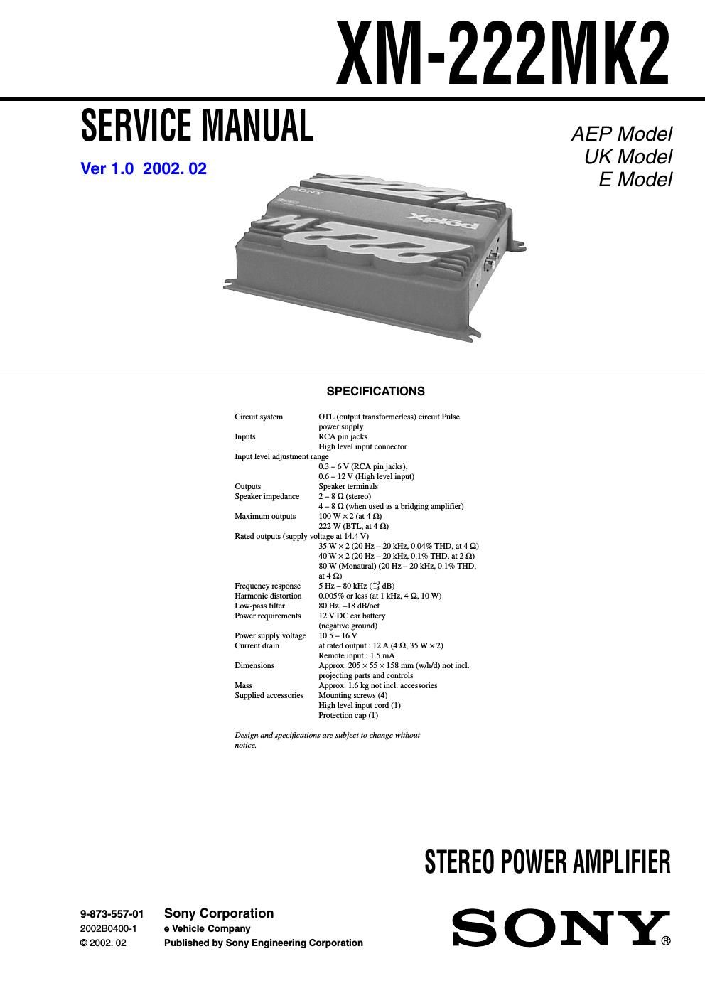 sony xm 222 mk2 service manual