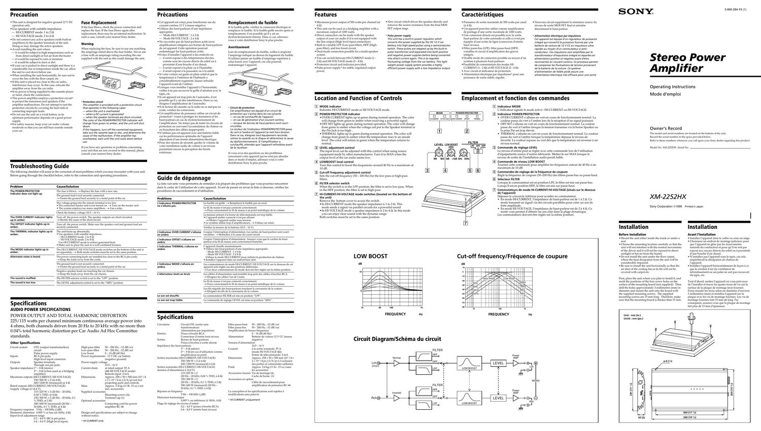 sony xm 2252 hx owners manual