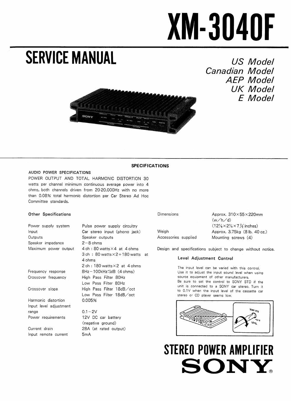 sony xm 3040f car amp