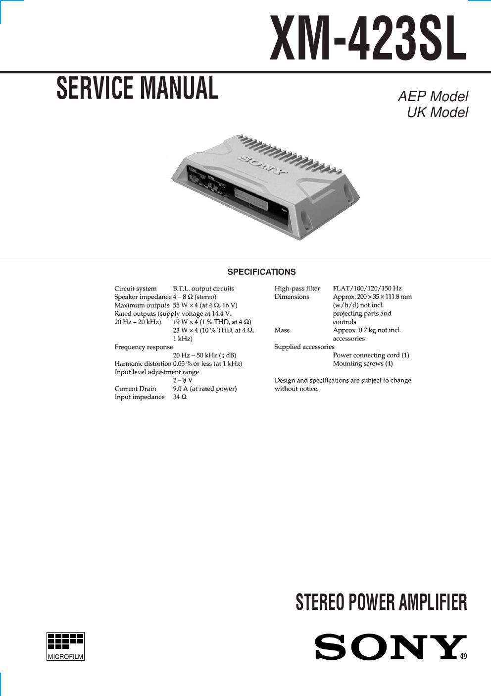 sony xm 423 sl service manual