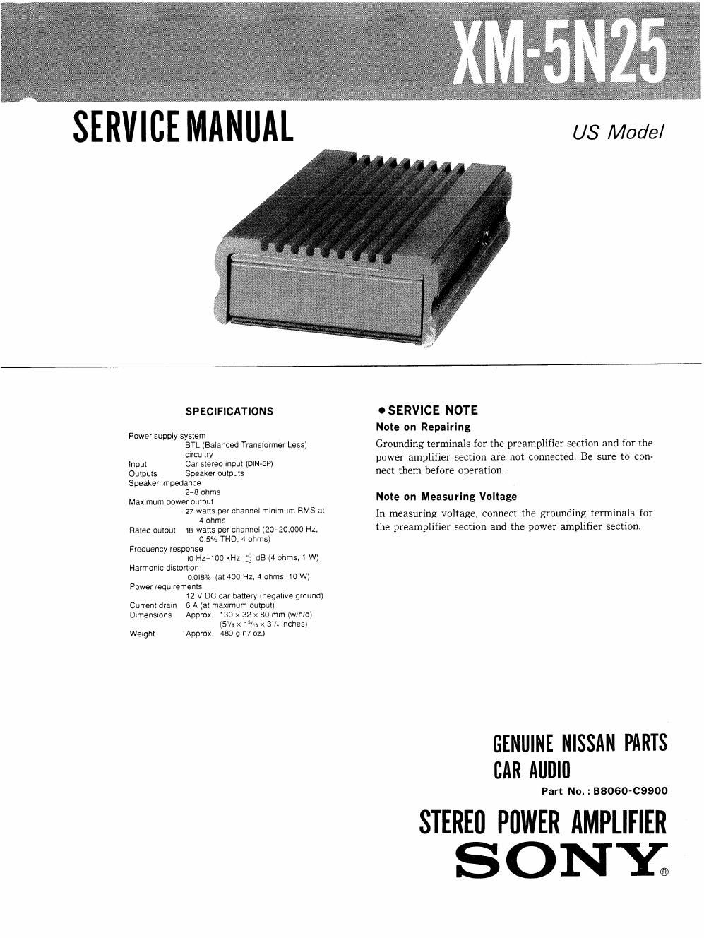 sony xm 5 n 25 service manual