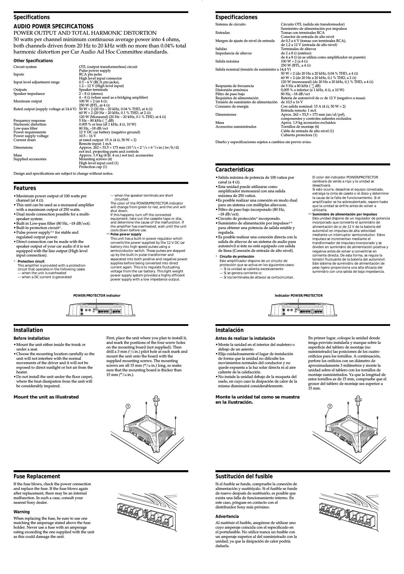 sony xm 502 z owners manual