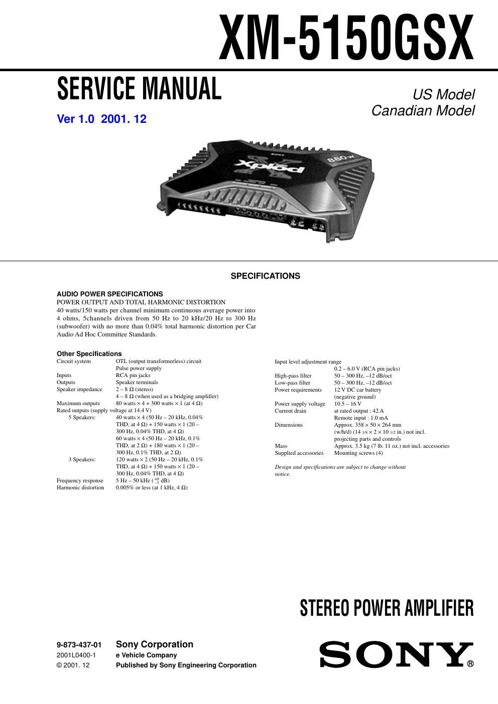 sony xm 5150 gsx service manual