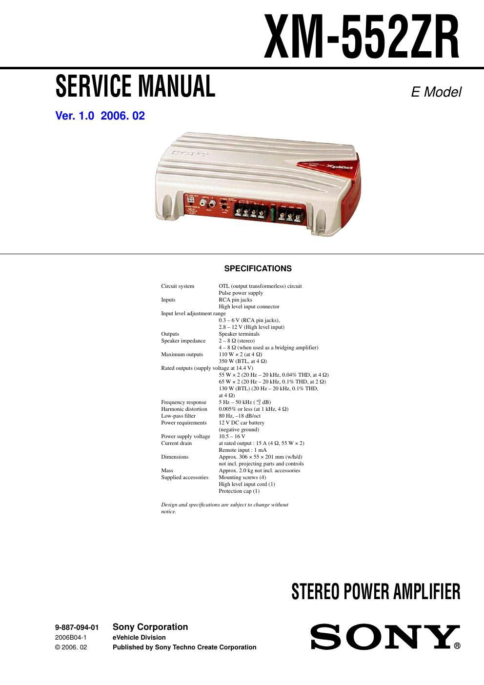 sony xm 552 zr service manual