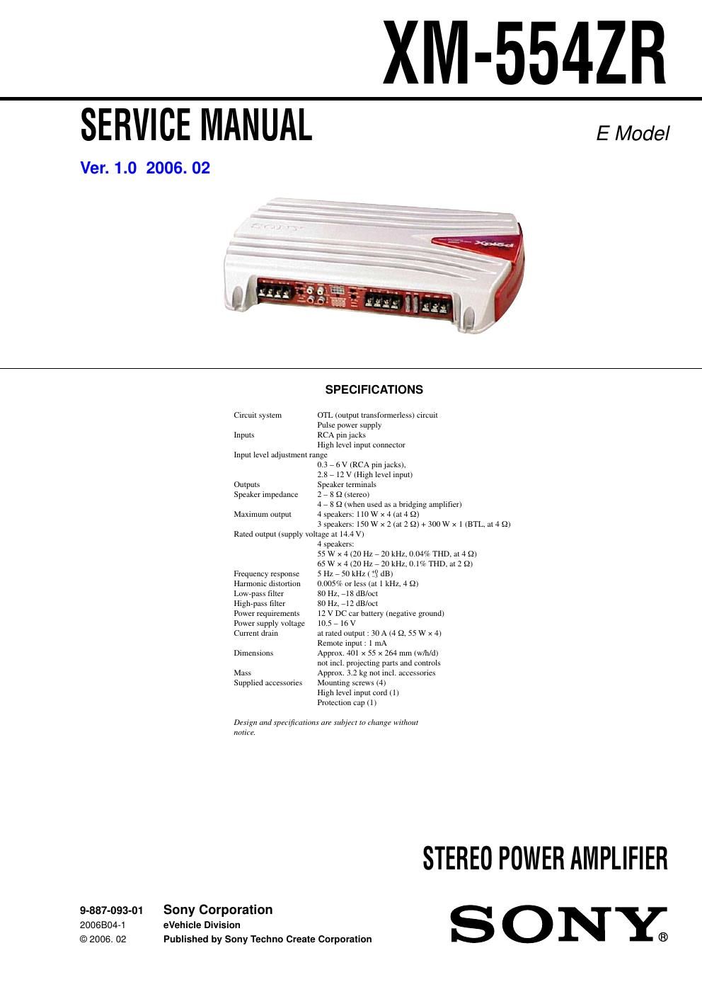 sony xm 554 zr service manual