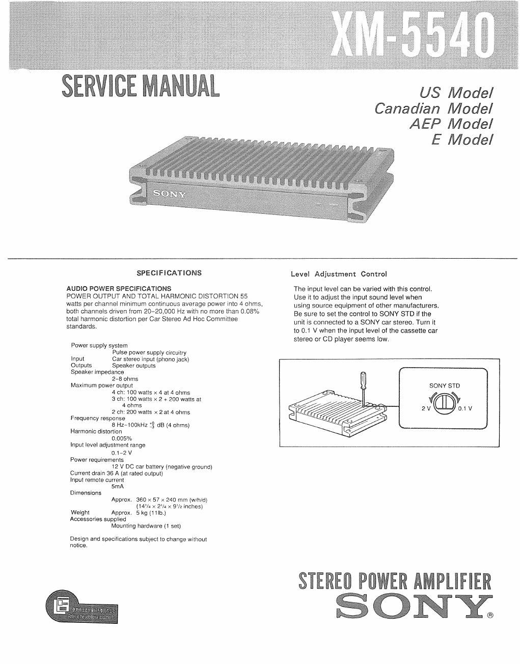 sony xm 5540 service manual