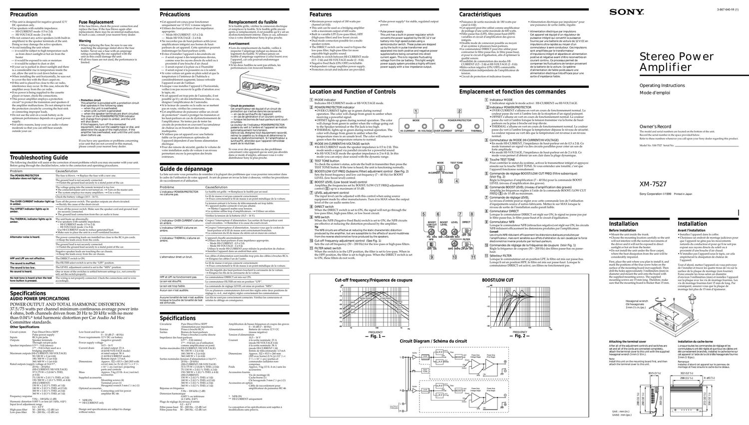 sony xm 7527 owners manual