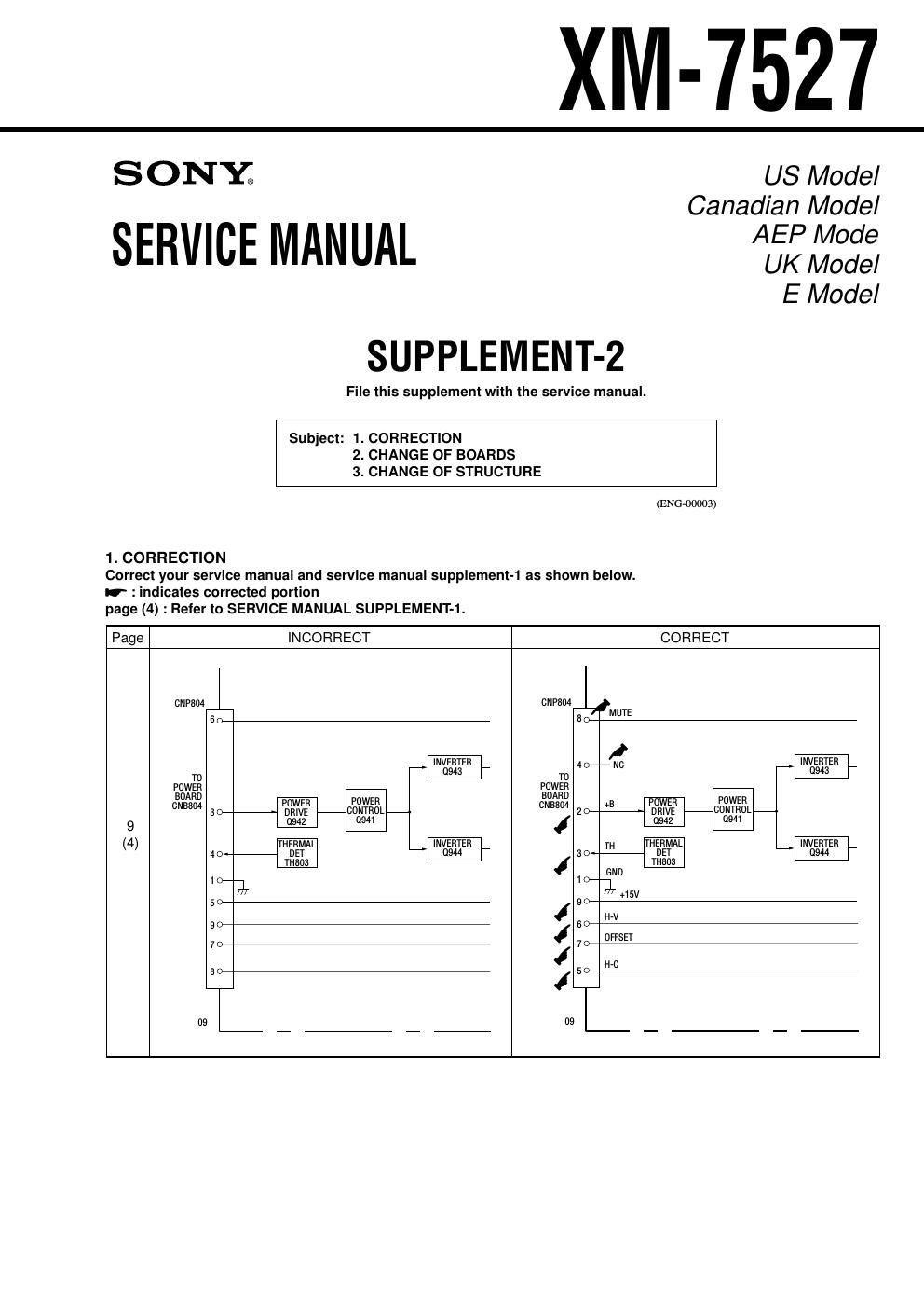 sony xm 7527 service manual