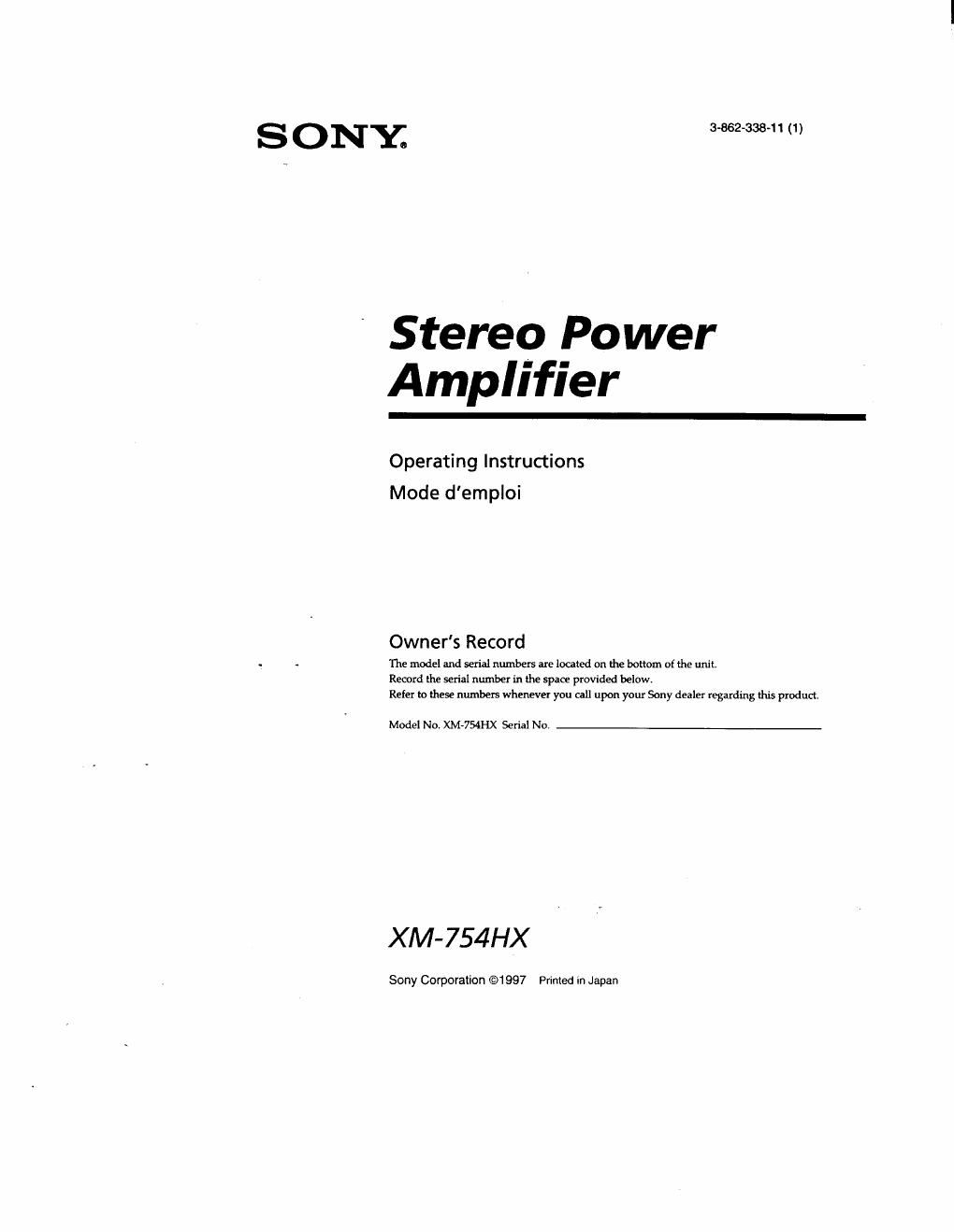 sony xm 754 hx owners manual