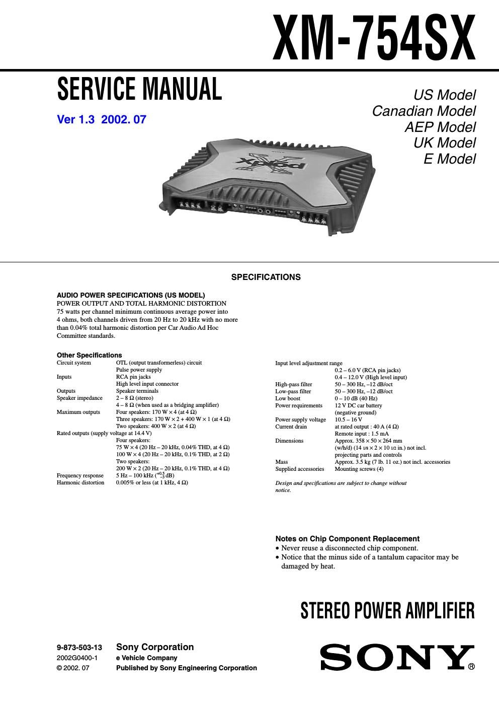 sony xm 754 sx service manual