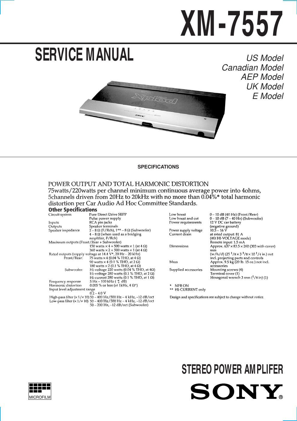 sony xm 7557 service manual