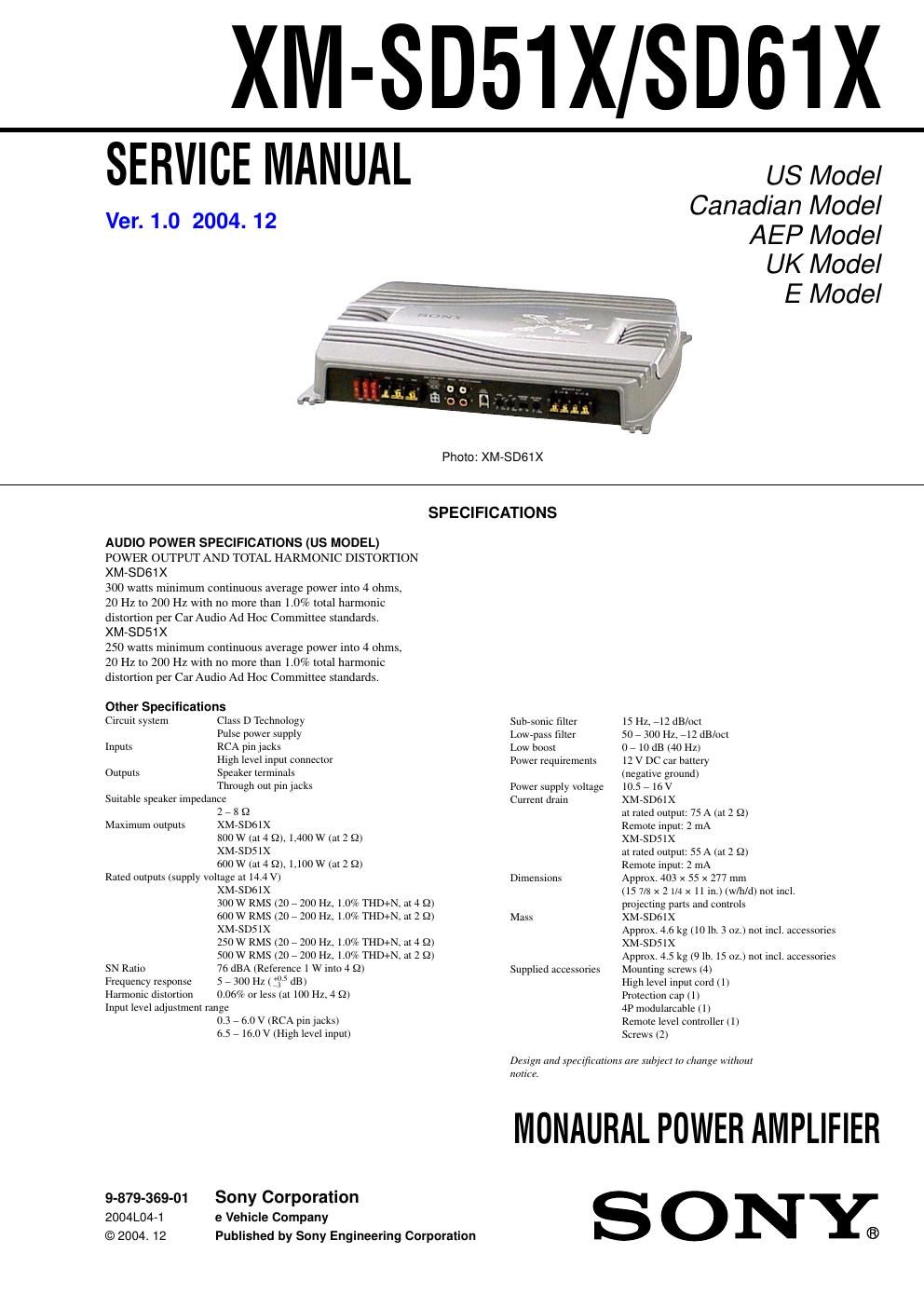 sony xm sd61x sd51x ver 1 0 2004 12