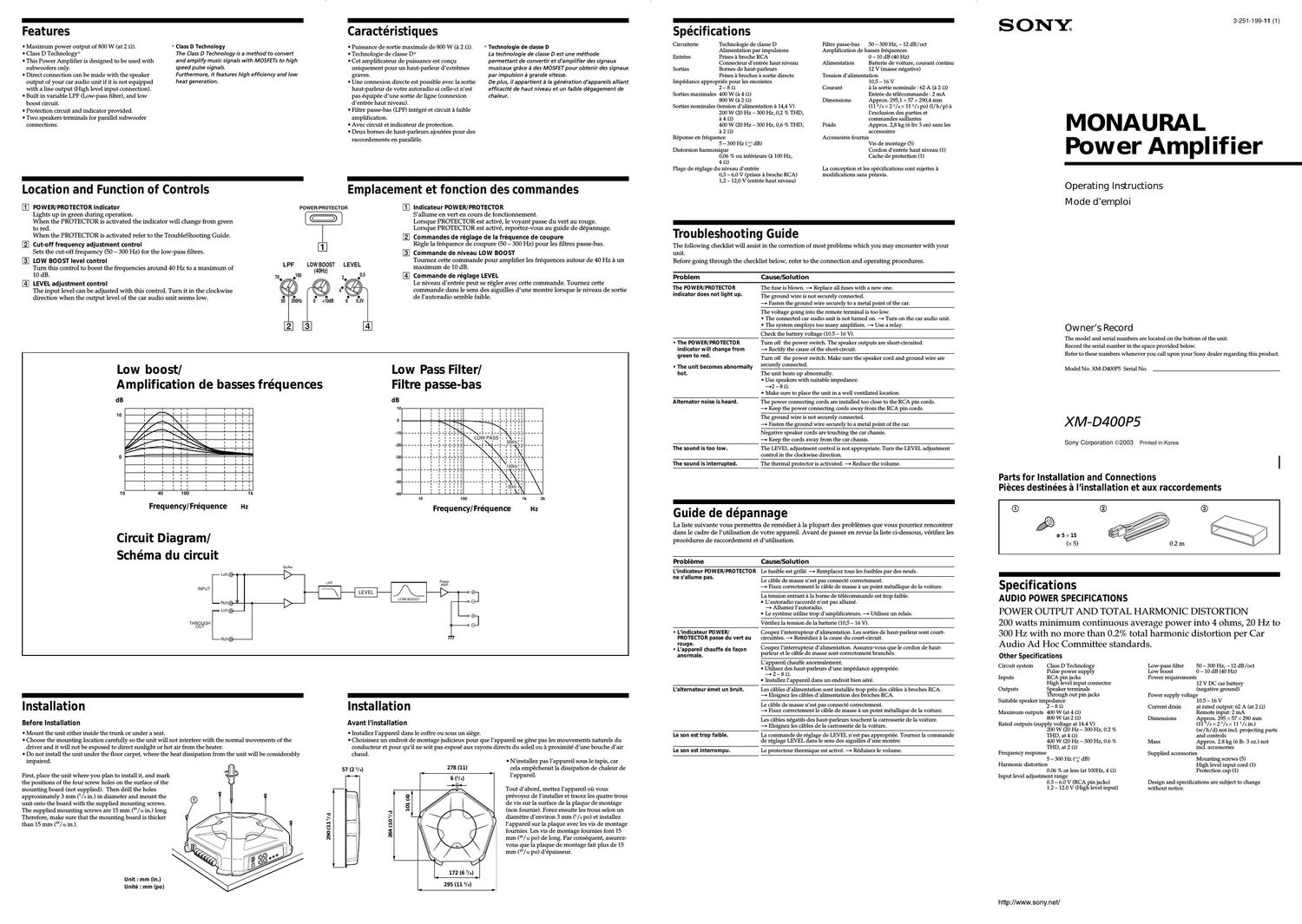 sony xmd 400 p 5 owners manual