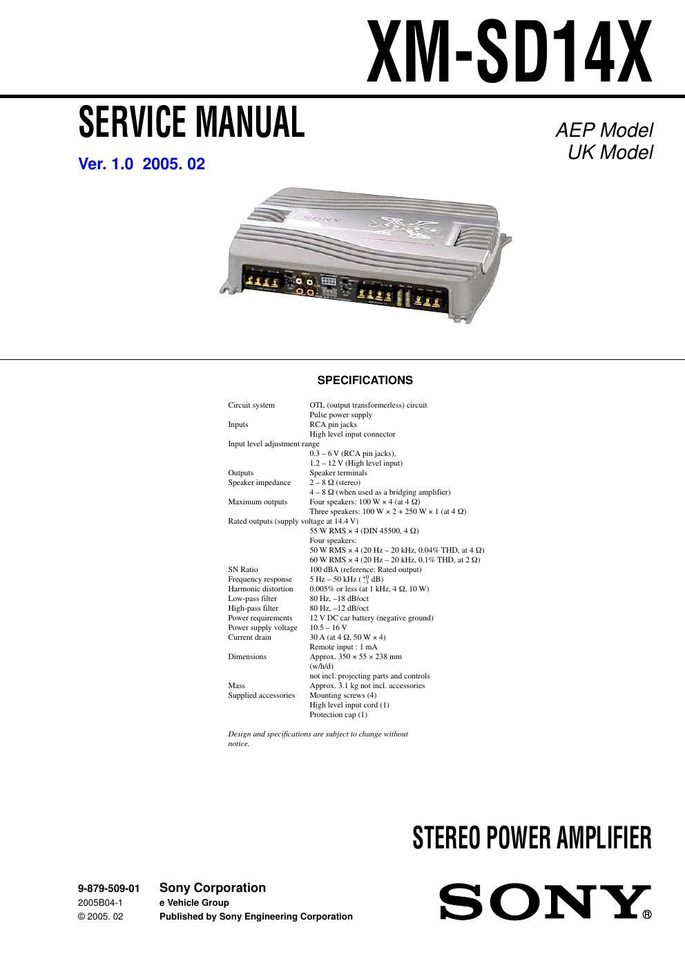 sony xmsd 14 x service manual