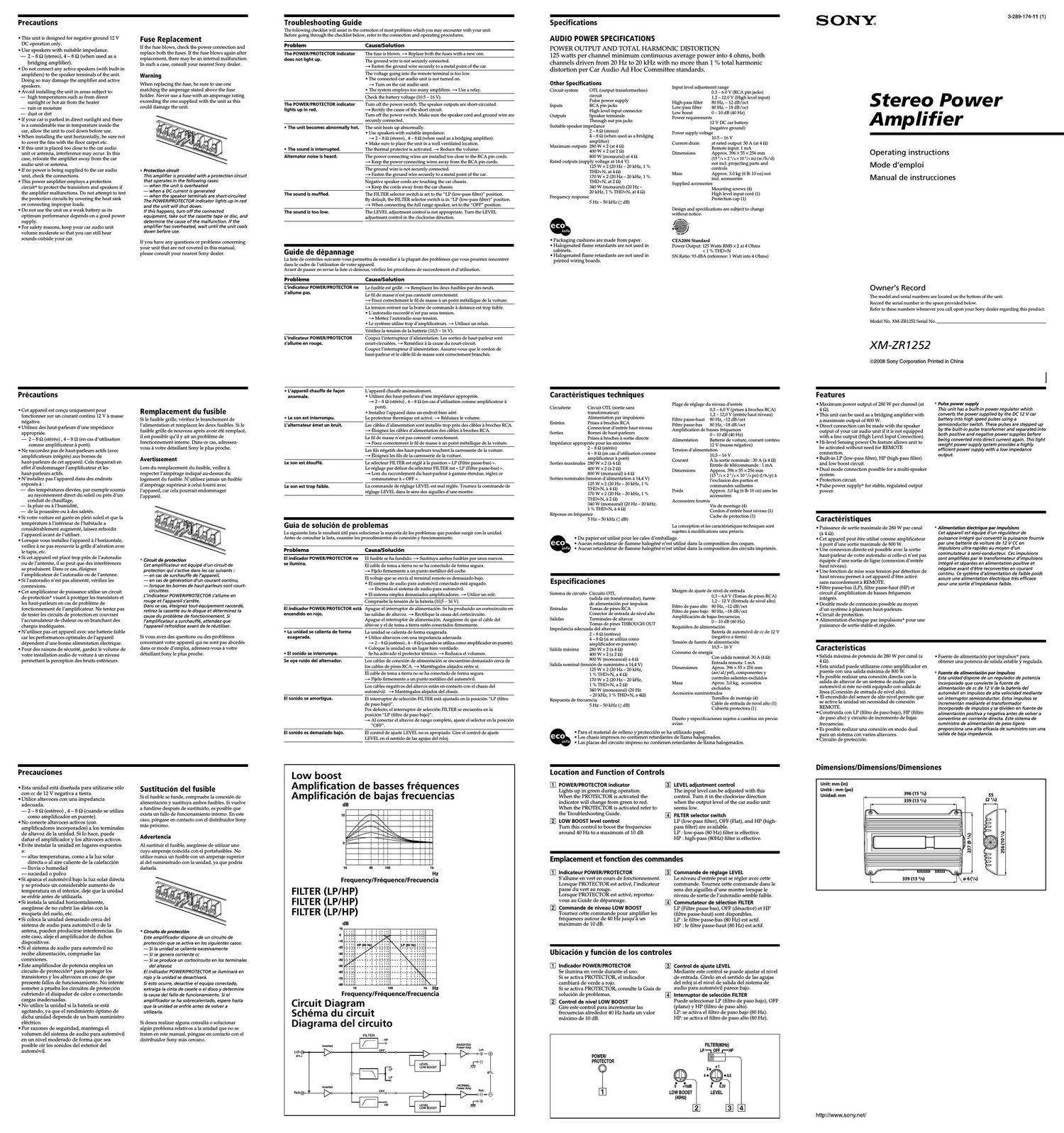 sony xmzr 1252 owners manual