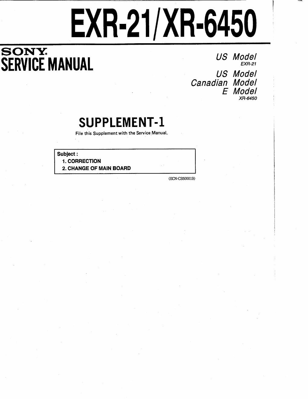 sony xr 6450 service manual